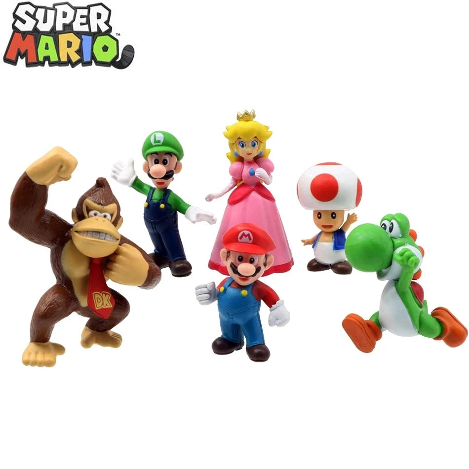 Ensemble aus 6 bis 18 Figuren aus PVC „Super Mario Bros.“ – inklusive Luigi, Yoshi, Donkey Kong und Champignon