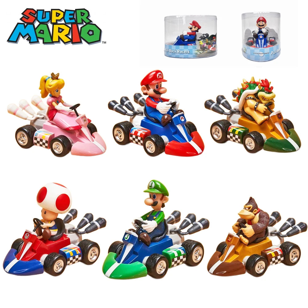Autos zu Friction Super Mario Kart™ – Figuren aus der Sammlung (Mario, Luigi, Bowser, Peach, Yoshi, Toad)